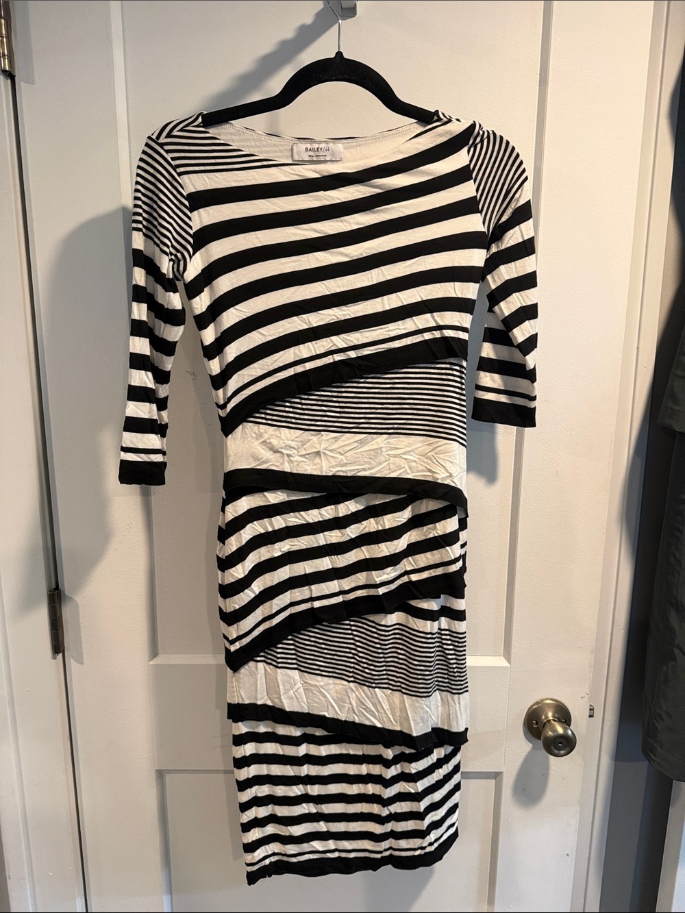 Bailey 44 Black and White Striped Long Sleeve Dress